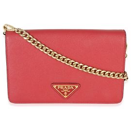 Mini crossbody em Saffiano vermelho com logo triangular Prada Vermelho