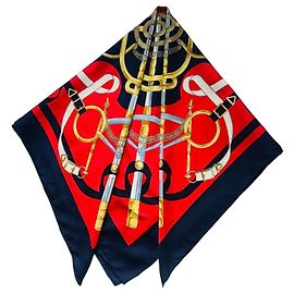 Hermès Saddle Silk Scarf Blue Blue