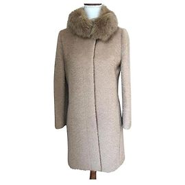 Abrigo Max Mara de lana y piel de zorro Beige
