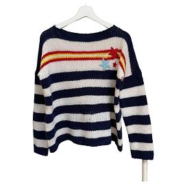Suéter de cachemira Ermanno Scervino Blanco Azul Azul marino