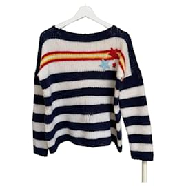 Pull en cachemire Ermanno Scervino Blanc Bleu Bleu Marine
