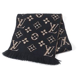 Sciarpa Gigante Monogram Jungle in Lana e Seta Louis Vuitton Nero Beige