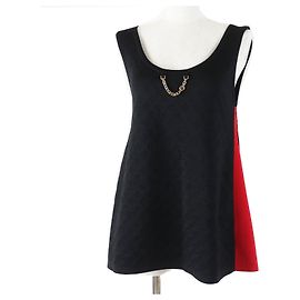 Canotta in seta e nylon Monogram Louis Vuitton Nero Rosso D'oro