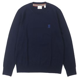 Pull en laine à motif monogramme Burberry Bleu Bleu Marine