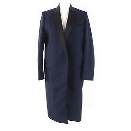Céline Celine Crombie Wool Coat Black Blue
