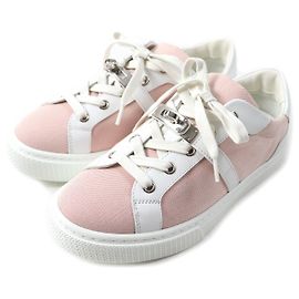 Tênis de lona e couro Kelly Buckle da Hermès Rosa