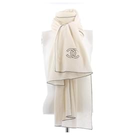 Chanel Sciarpa bianca e nera Bianco