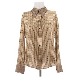 Chloé Camicia beige a quadri in seta Beige