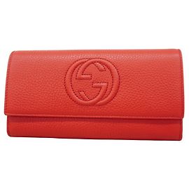 Carteira Longa Gucci Soho em Couro Vermelho Vermelho