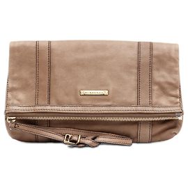 Clutch plegable de cuero marrón Burberry Castaño Marrón claro
