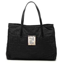 Fendi Black Zucca Canvas Tote Black