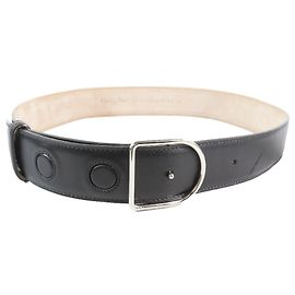 Cinto de couro com fivela D logo Christian Dior Preto Prata Bege