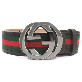 Cintura Sherry Line da uomo GUCCI Marrone Rosso Verde