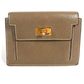 Monedero compacto Kelly Pocket de Hermès en gris Etoupe Castaño Gris pardo