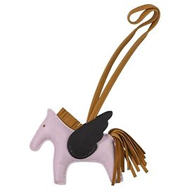 Porte-clés Hermès Rodeo Pegasus PM Rose Damier ebène