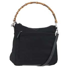 Borsa a Spalla in Nylon Gucci Vintage Bamboo Nero