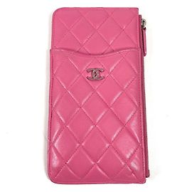 Cartera larga de cuero rosa Chanel Rosa