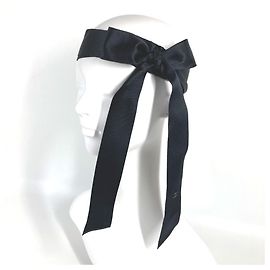 CHANEL Silk Ribbon Headband Black