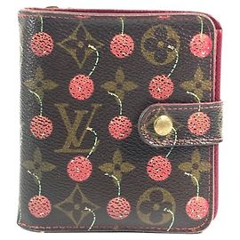 Portafoglio compatto con zip Monogram Cherry Louis Vuitton Marrone Rosso