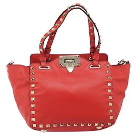 Valentino Garavani Rockstud Tote Soft Leather Mini Red