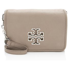 Tory Burch Leder Britten Combo Umhängetasche Grau