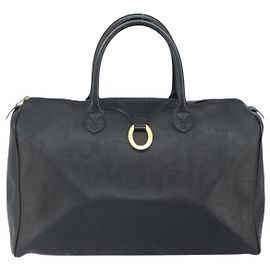 Christian Dior Vintage Trotter Boston Bag Canvas Black