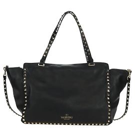 Tote Rockstud en cuir souple moyen Valentino Garavani Noir