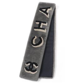 Chanel Mouton Cashmere Schal mit COCO Mark Logo Design Grau