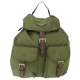Prada Double Front Pocket Backpack Tessuto Small Green