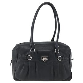 Salvatore Ferragamo Boucle Gancini Cuir Large Noir