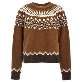 Autre Marque Fair Isle Strickpullover Alainu Braun Schwarz Weiß