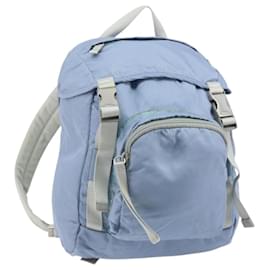 PRADA Backpack Nylon Light Blue Silver Auth BA10351 Silvery Light blue