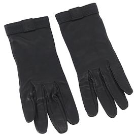 Hermès HERMES Handschuhe aus schwarzem Leder Auth bs33528 Schwarz