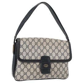 Gucci Borsa a Spalla GG Supreme PVC Blu Navy Oro Auth 172288 D'oro Blu navy