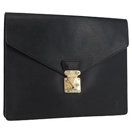 LOUIS VUITTON Epi Porte Documents Sénatur Mallette Noire M54452 Auth ep13511 Noir