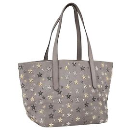 Borsa tote in pelle grigia e oro Jimmy Choo Star Studs Auth 166869 Marrone D'oro