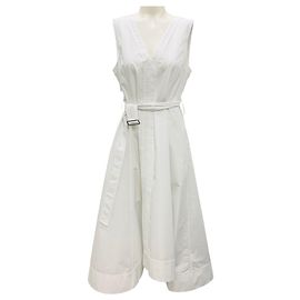 Vestido midi branco sem mangas com decote em V, cinto e costas cruzadas 3.1 Phillip Lim Branco