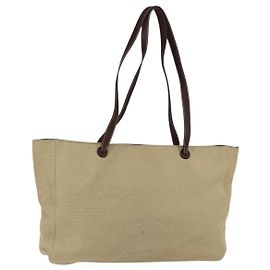 Bolsa Tote CHANEL em lona bege dourada CC Auth bs33123 Bege Dourado