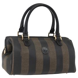 FENDI Pecan Canvas Handtasche Schwarz Braun Auth kk625 Braun Schwarz