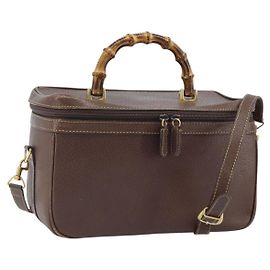 Bolsa de mão em couro GUCCI Bamboo 2way Marrom Dourado 013 122 2491 Auth 170509A Marrom Dourado