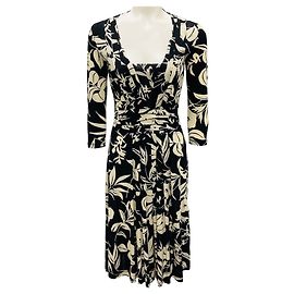 Robe midi en jersey stretch imprimée florale noire / beige Etro Noir