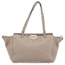 Bolsa Tote Rockstud em couro macio pequena de Valentino Garavani Rosa