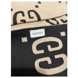 Cachecol Gucci GG Supreme em lã bege e marrom Bege