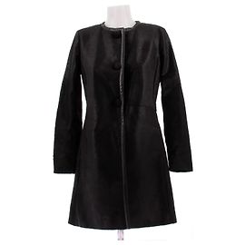 Prada Mantel aus Fell und dunkelbraunem Leder Braun