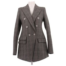 Alexandre Vauthier Blazer cinza em algodão e lã com botões de strass Cinza