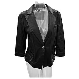 Philipp Plein Soft Lambskin Leather Jacket Black