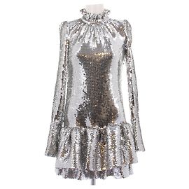 Paco Rabanne silver sequin short dress Silvery