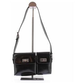By Far Bolso "Billy" negro con doble bolsillo de cuero brillante Negro