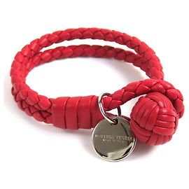 Bottega Veneta Intrecciato Lederarmband Rot