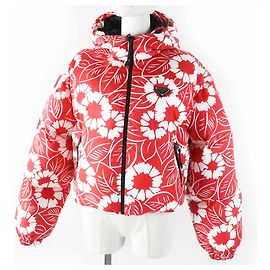 Jaqueta de nylon acolchoada Prada SGC025 Branco Vermelho